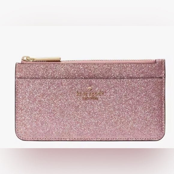 kate spade Handbags - Kate Spade Pink Glitter Slim Cardholder